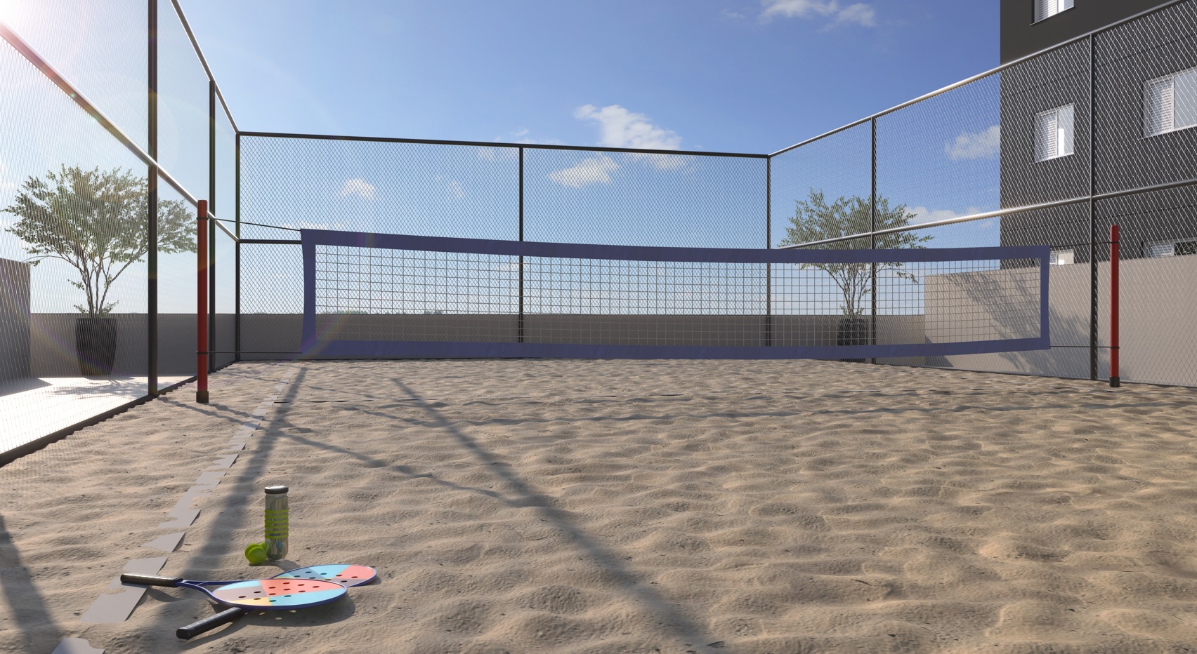 Perspectiva artística da quadra de Beach Tennis
