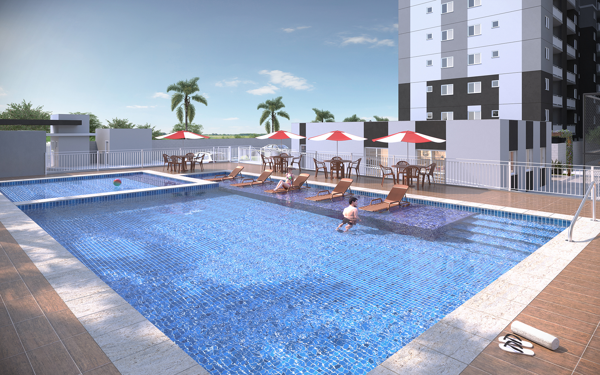 Perspectiva artística das Piscinas